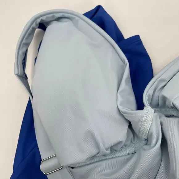 DKNY Lapis Swimsuit Size 16 Plunge Colorblock One Piece Plus Curvy Swim Blue NWT - Picture 8 of 16